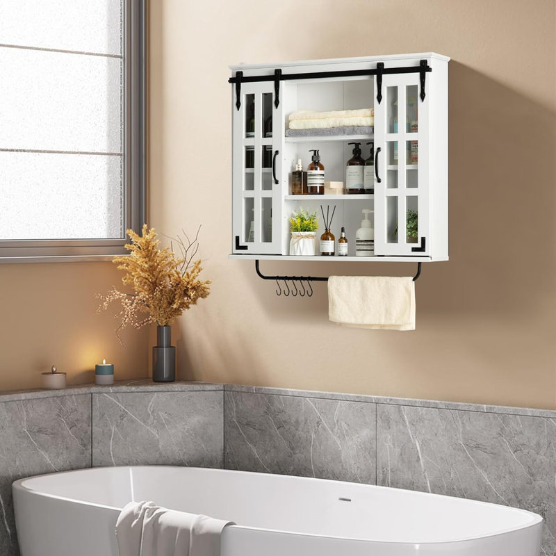 Armoire de salle de bain murale Amesfield, Blanc