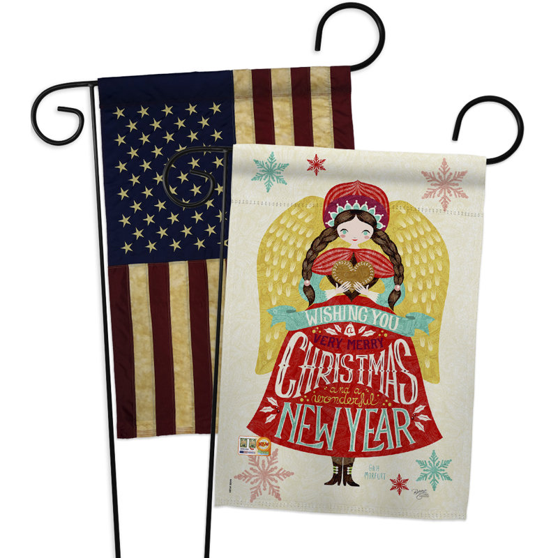Drapeau de jardin 2 côtés en polyester 19 po x 13 po 2 pièces "fille de noël"
