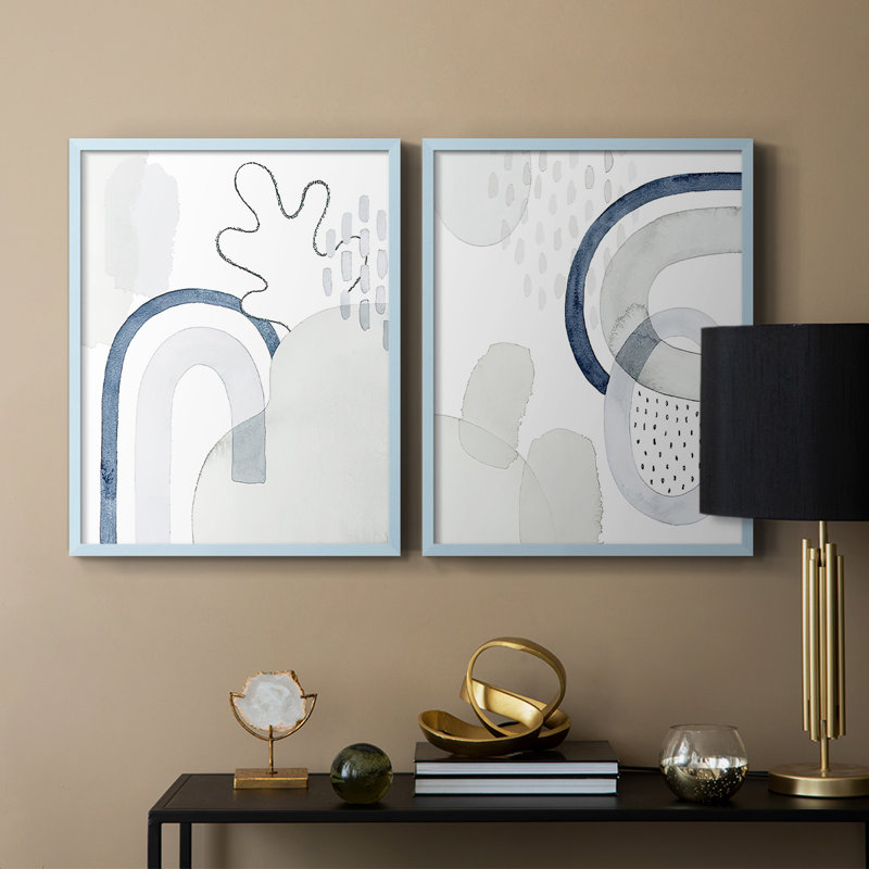 Impression encadrée légère et minimale I-Premium - prête à être accrochée - aucun clou requis - aucun clou requis, Bleu