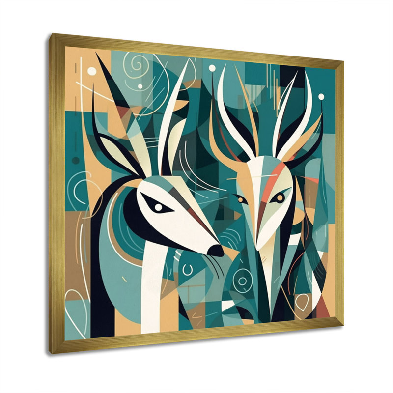 «Green Beige Abstract», impression encadrée sur toile, H 36 po x l 36 po x P 1,5 po, Cadre flottant doré