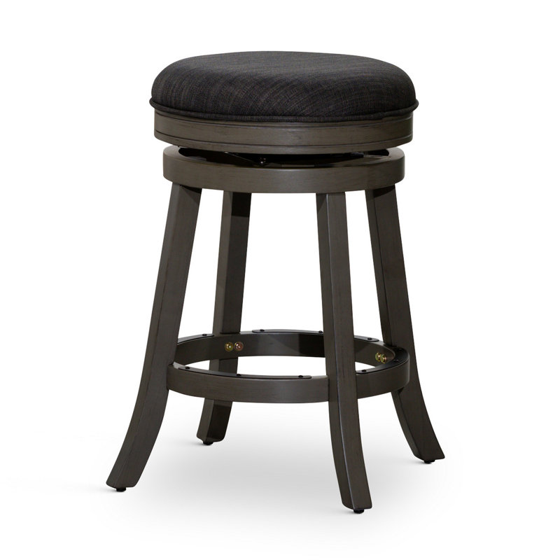Ber Swivel Solid Wood Counter Stool, Weathered Gray, Black