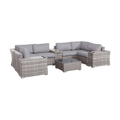 Ensemble de conversation modulaire avec coussins 10 pièces Bartelso