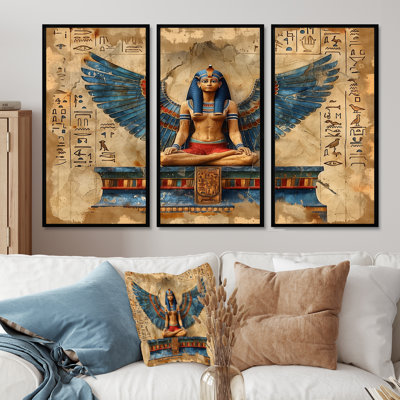 Blue And Beige Egyptian Goddess I - Egypt Wall Art Set