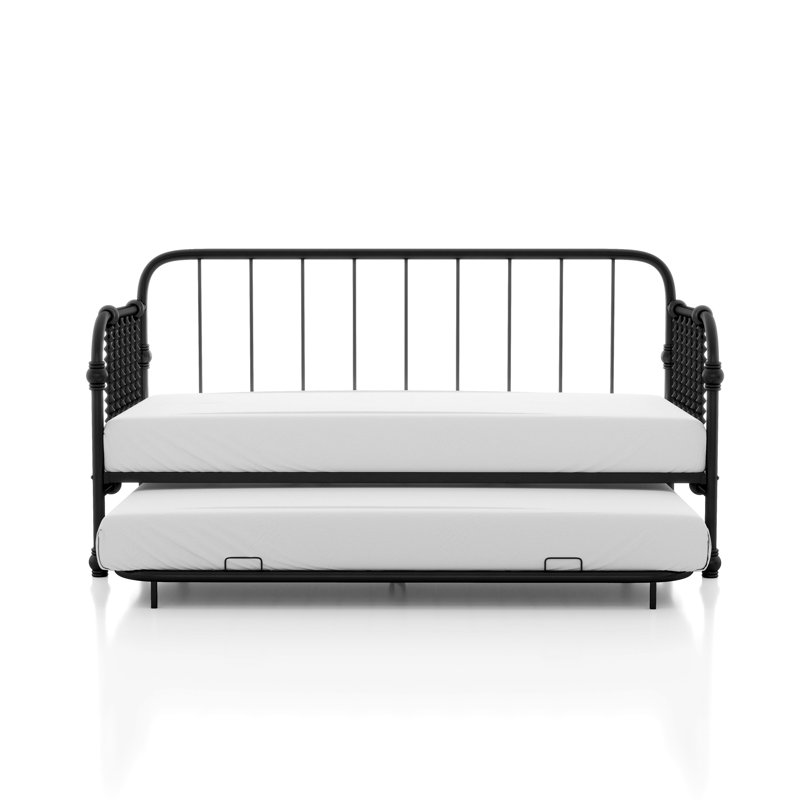 Twin Metal Daybed with Trundle, Black