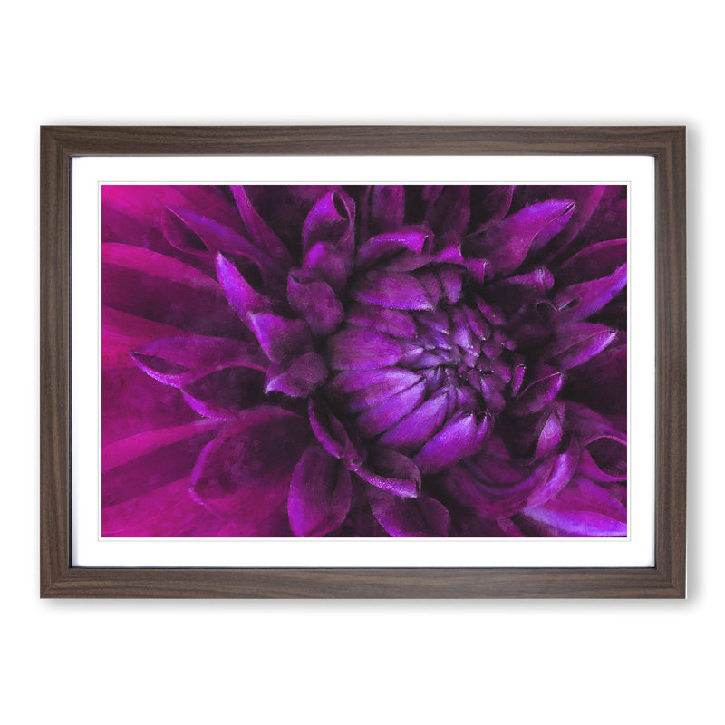 Purple Flower Vol.1 - Picture Frame Painting, 27cm H x 36cm W x 2cm D, Walnut Framed