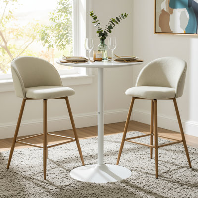 Table de pub ronde 24 po avec plateau en panneau de fibres à densité moyenne et piédestal en métal, table bistro moderne