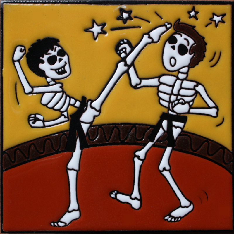 TalaMex Karate. Carreau d'argile Day-Of-The-Dead