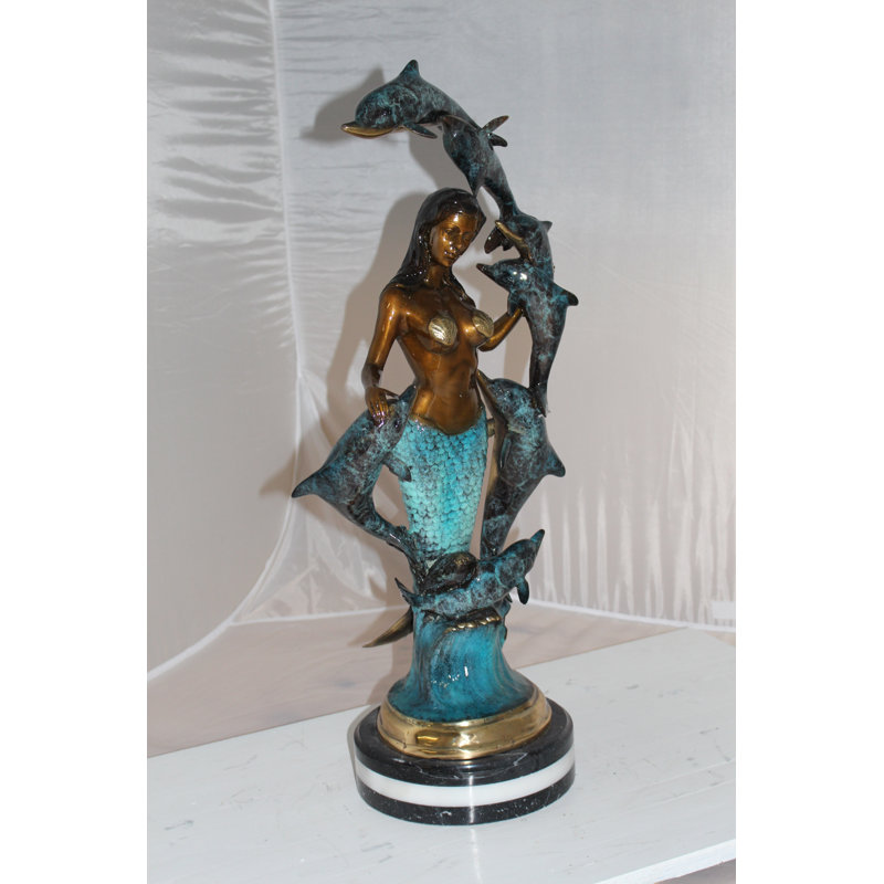 Healy Mermaid with Seven Dolphins Statue