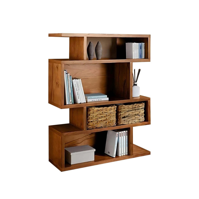 Nordic Solid Wood Floor-To-Ceiling Bookcase Simple Living Room Display Shelf, (4 Shelves) 53.15"H x 35.43"W x 11.81"D