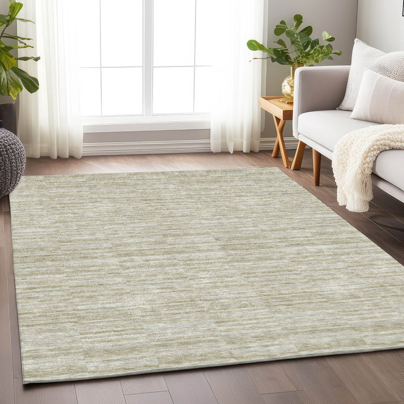 Tapis taupe Prisco lavable à la machine de qualité supérieure, Rectangle 2 pi 6 po x 3 pi 10 po