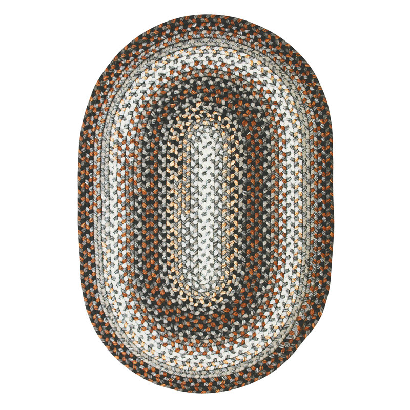Kirkman Braided Rug Washable Indoor/Outdoor Black/Gray/Brown Rug, Oval 2'3" x 3'9"