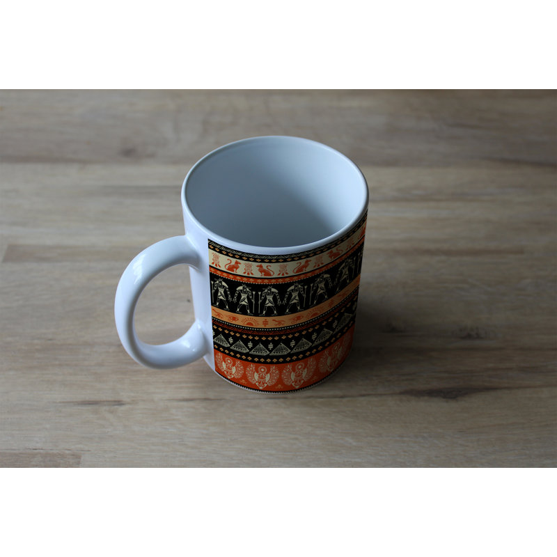Treyvon Ceramic Coffee Mug, Black/Orange