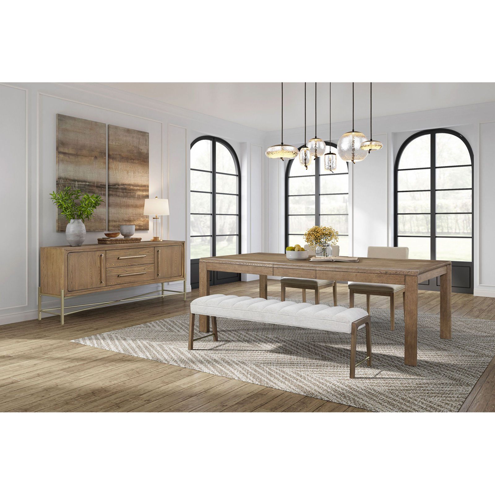Ashleigh Aurora Leg 72" Wide Wood Dining Table with Leaf, Latte