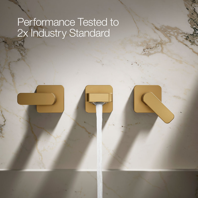 Parallel Wall-Mount Bathroom Sink Faucet Trim, Gold
