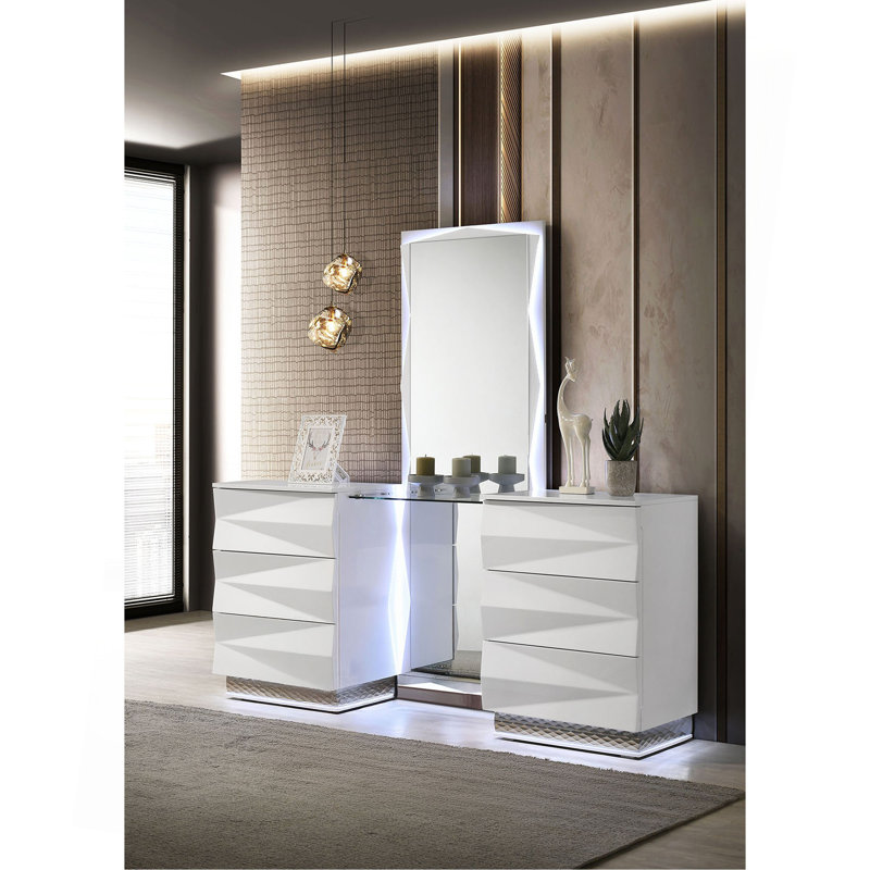 Ensemble de meuble-lavabo blanc avec tiroir et miroir