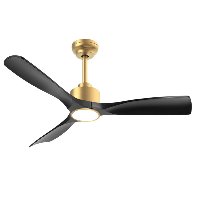 Ventilateur de plafond 52 pouces avec lumières et télécommande, Doré, Noir