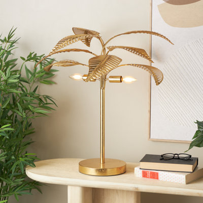 Cole And Grey Metal Tree Room Gold Table Lamp With Round Base