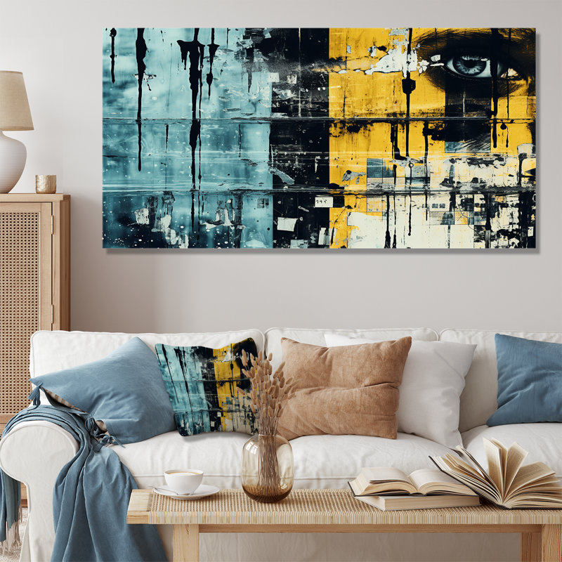 Urban Odyssey Collages II - Collages abstraits, impressions sur toile, Toile tendue, H 28 po x l 60 po x P 1,5 po