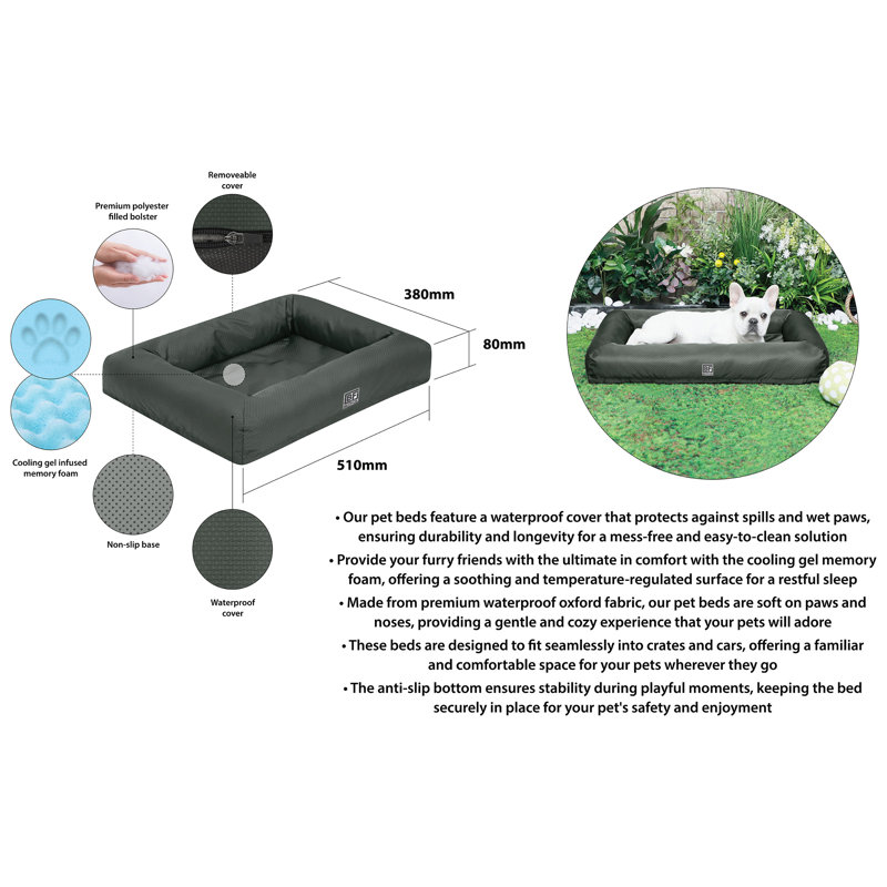 Talli Orthopedic Pet Bed, 8cm H x 38cm W x 51cm D