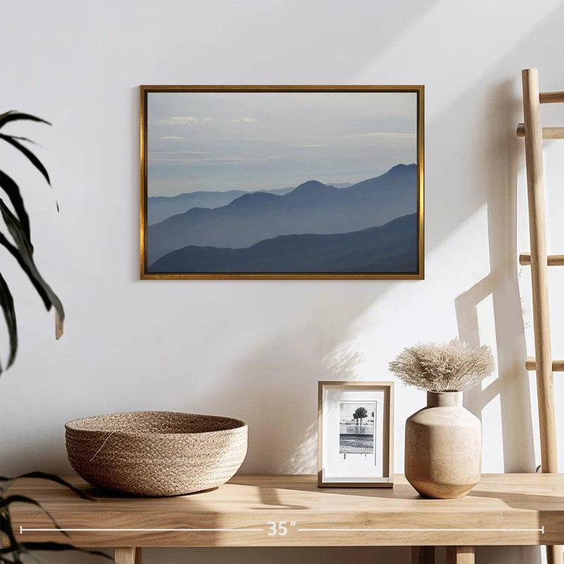 Foggy Mountain Range, 19" X 13", Floating Frame Gold
