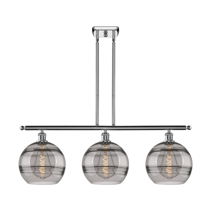 Chartoff 3 - Light Kitchen Island Pendant, Light Smoke, Polished Chrome