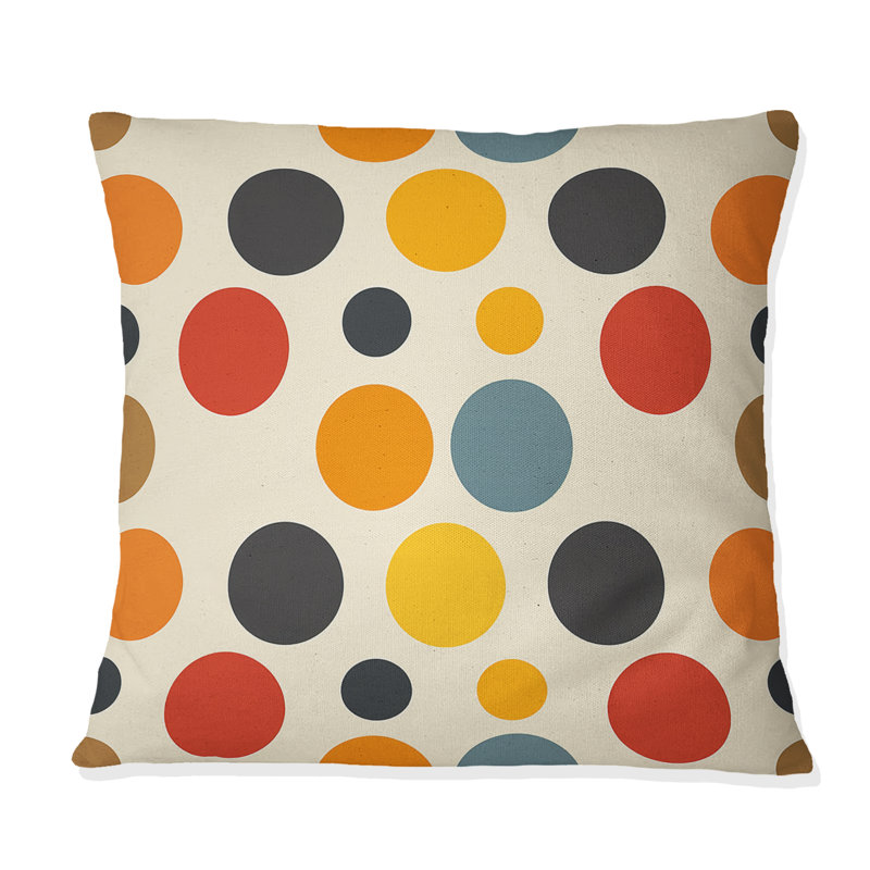 Coussin décoratif à pois orange et vert V, H 16 po x l 16 po