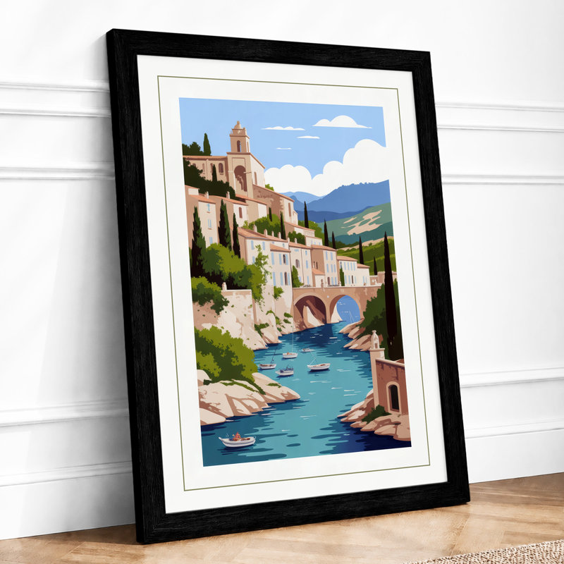 Mediterranean Village Light Coastal - Print, A1 - 84.1 x 59.4 cm, Black