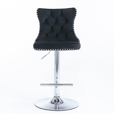 Set of 2 Swivel Barstools With Adjusatble Seat Height, Comfortable Tufted Bar Stools with Back