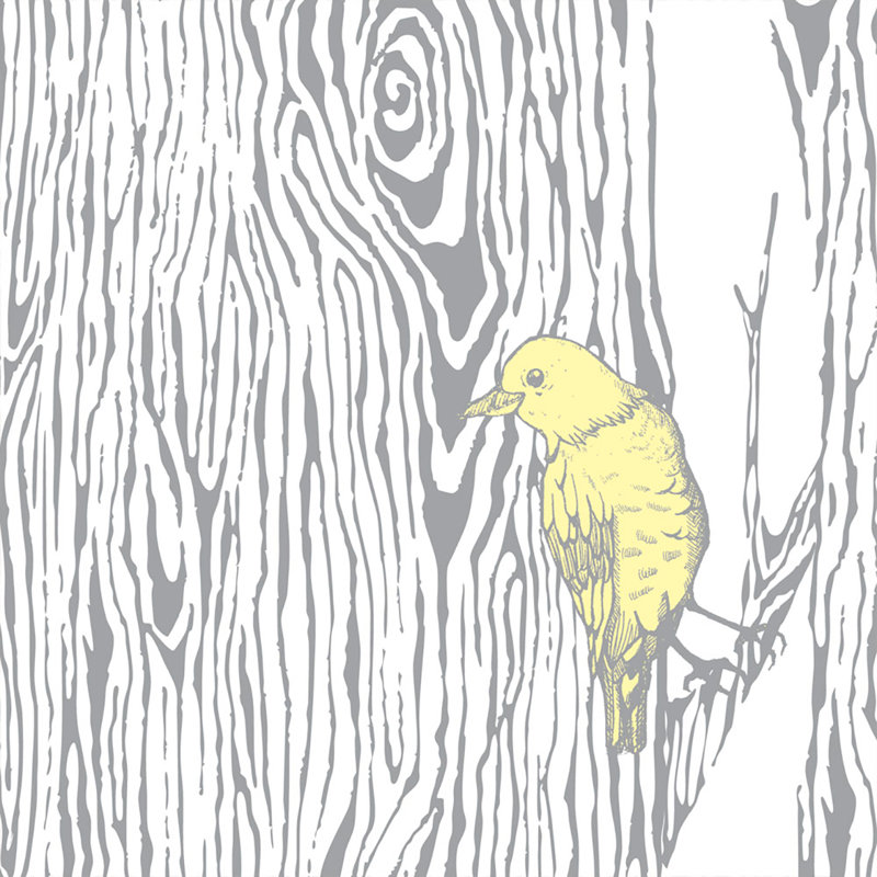 Carreau de papier peint auto-adhésif Forest, L 2 pi x H 18 pi, Gris froid / jaune