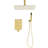 Golden Ceiling Mounted Shower With 10" Head & Handheld - Brass, Brings Natural Rainfall Touch, Self-Cleaning Nozzle, Suits To American Standard Pipe Connections In Gold Handheld, Provides Conforms-126673599