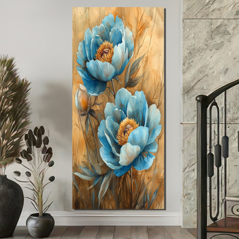 «Blue Pe pivons In The Barnyard I», reproduction d'art sur toile encadrée, H 60 po x l 28 po, Toile tendue, Ne s’applique pas