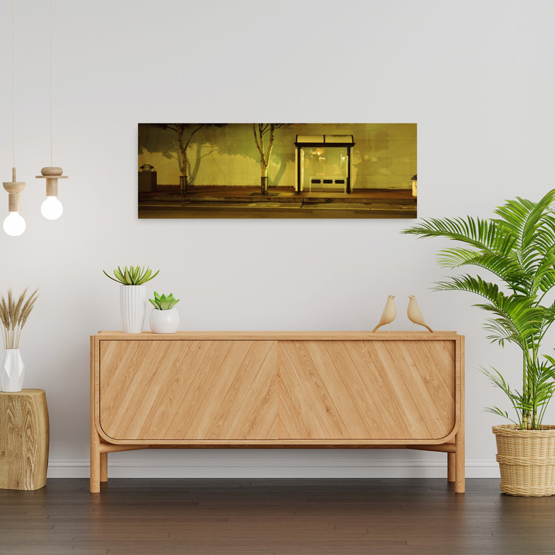Bus Stop At Night San Francisco California USA by Thomas Winz - Wrapped Canvas Panoramic Print, 30.48 cm H x 91.44 cm W