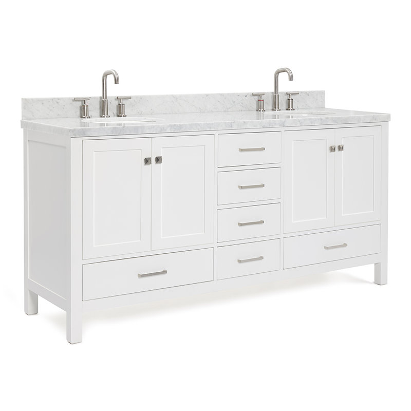Ensemble de meuble-lavabo double 73 po Cambridge, Ovale, Blanc