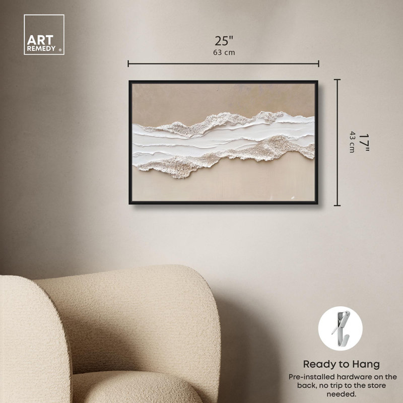Toile texturée «Sea I» par Art Remedy, H 17 po x l 25 po, Cadre flottant, Noir