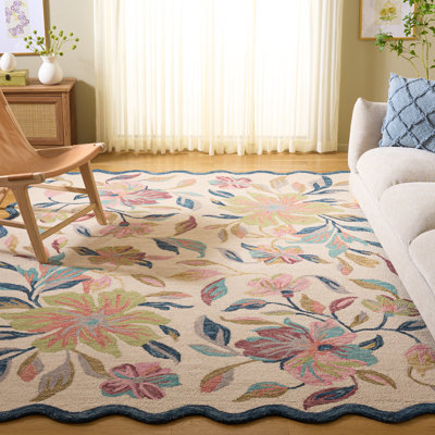Laine touffetée à la main Jardin; Tapis d'intérieur floral en coton