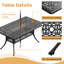 Ensemble de salle à manger d'extérieur en fonte d'aluminium de style l 58,67 po l 58,27 po avec trou pour parasol et coussins rouges Shalyce