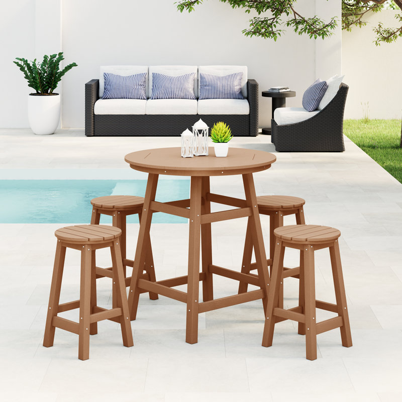 Laguna 5-Piece Round Counter Set, Brown