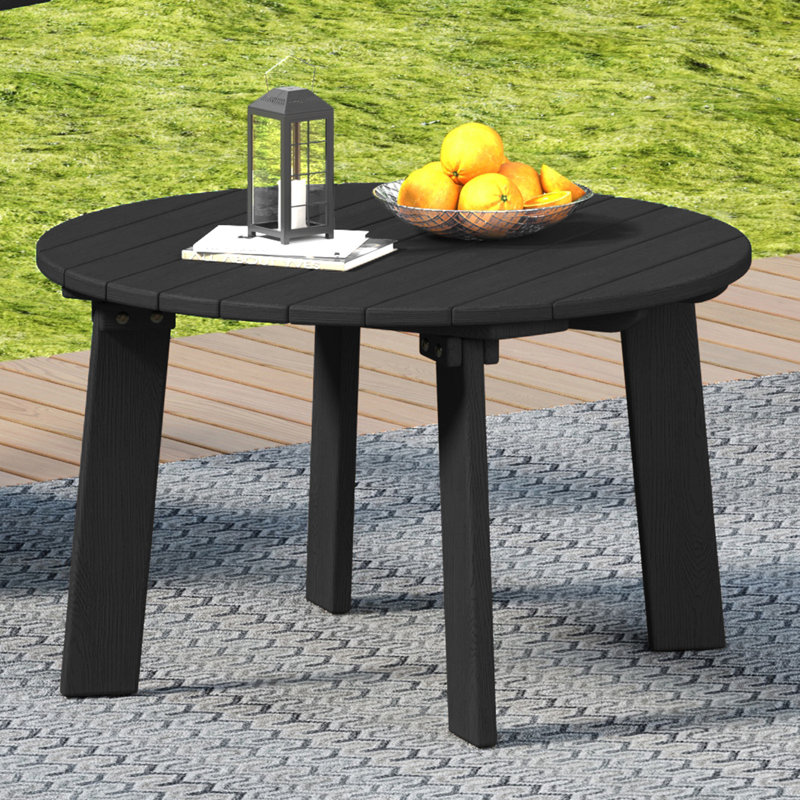 Round High-Density Polyethylene (HDPE) Outdoor Coffee Table, Black