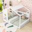 Lit maison en bois avec tablette de rangement-870081473-870081486
