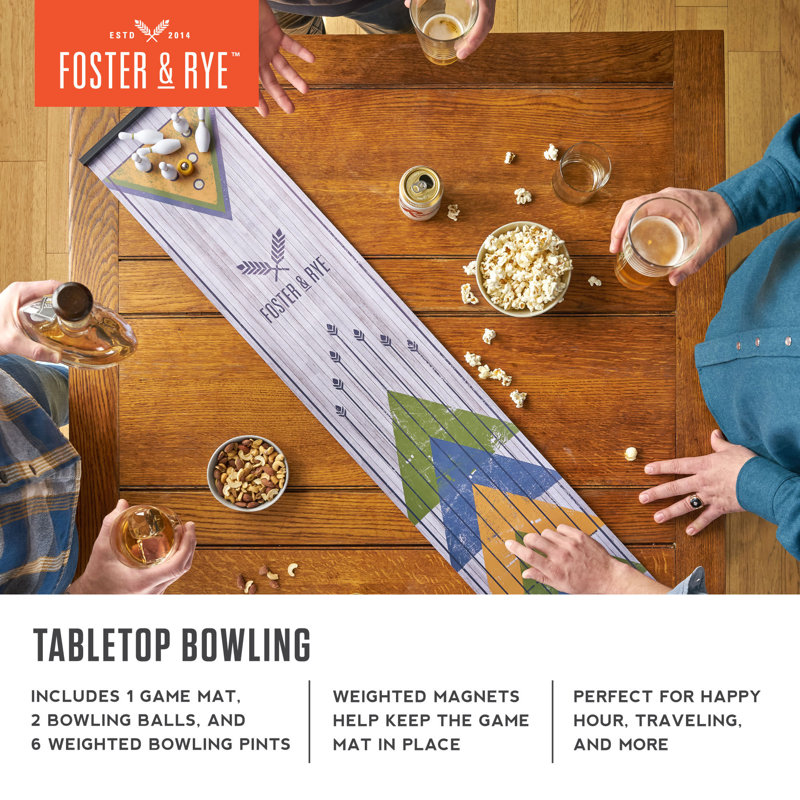 Foster & Rye Mini Tabletop Bowling Set with Game Mat