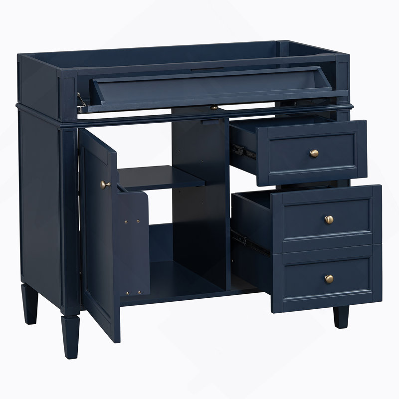 Meuble-lavabo de 36 po sans lavabo supérieur, armoire de rangement moderne avec 2 tiroirs et un tiroir rabattable, structure en bois massif