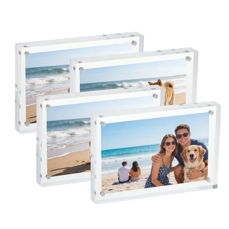 Cadre photo magnétique en acrylique, porte-photo flottant à double face sans cadre