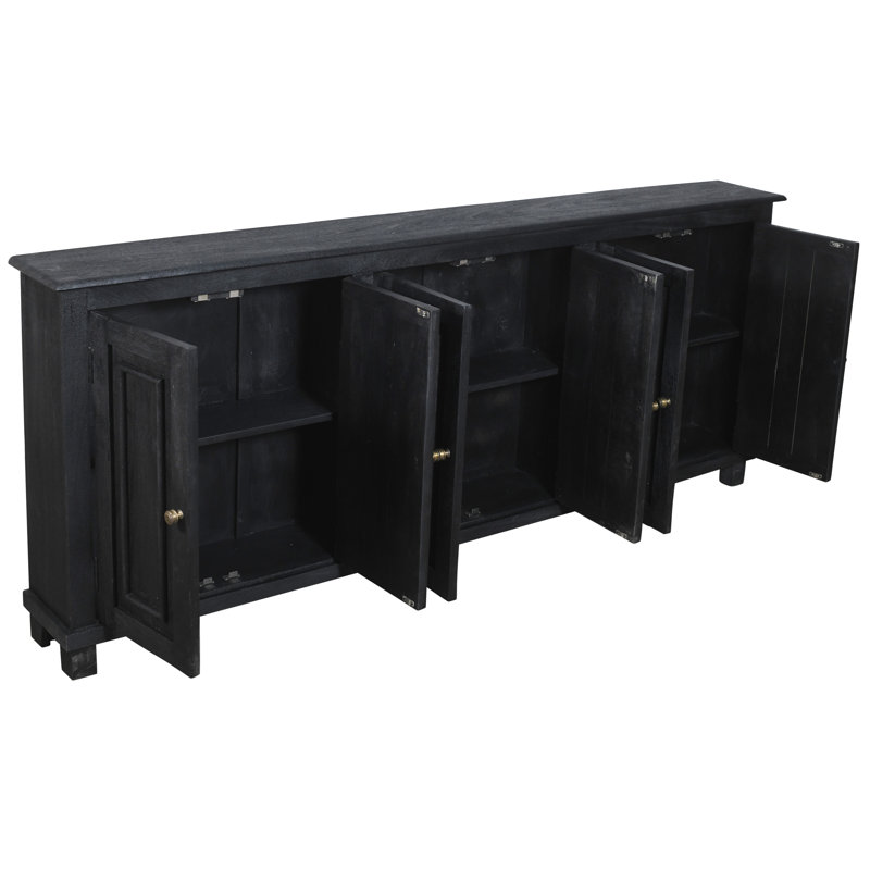 Buffet en bois de manguier massif à 6 portes Homaira, Gris anthracite