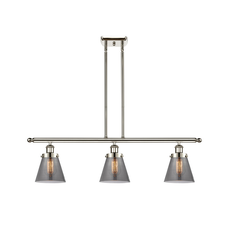 Niko 3 - Light Kitchen Island Pendant, Polished Nickel, No Bulb Included, Plated Smoke