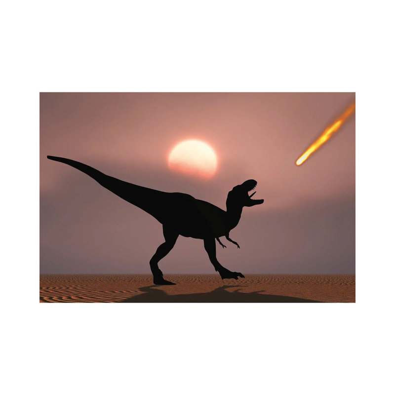 A Lone T-Rex Watches A Falling Asteroid That Will Bring About The Extinction Of All Dinosaurs by Mark Stevenson - Wrapped Canvas Print