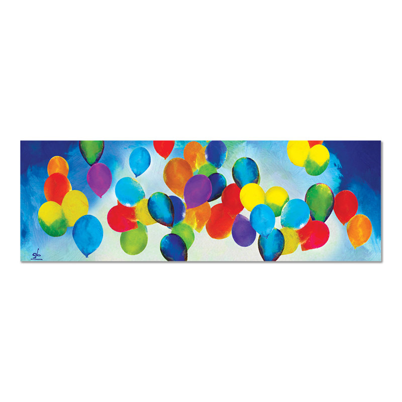 Balloons In The Air by Giallobus - No Frame Panoramic Painting on Plastic / Acrylic