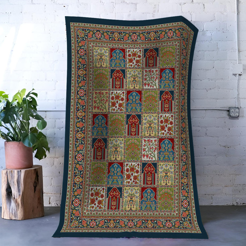 Tapis intérieur / extérieur en polypropylène tissé à la machine Sadaya, Rectangle 5 pi 2 po x 8 pi 7 po