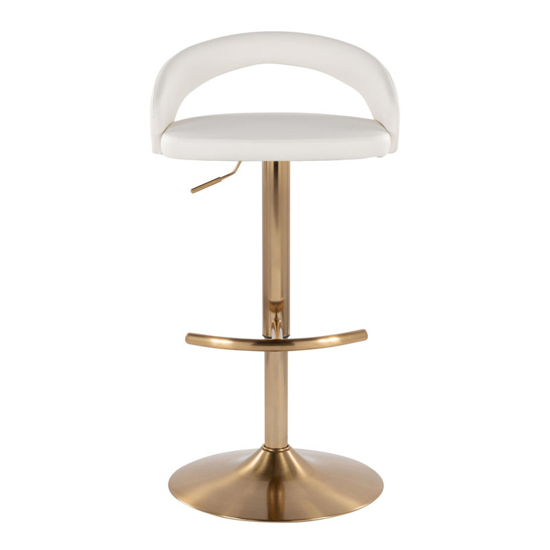 Tabouret de bar Laurenzio, Doré, Blanc / similicuir, 1