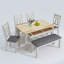 Ensemble de table de salle à manger 6 pièces en bois massif avec 2 tiroirs, 4 chaises et 1 banc, ensemble de salle à manger en bois d'hévéa-104419319