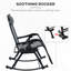 Paire de chaises berçantes d'extérieur, pliable, zéro gravité, inclinable avec coussin, porte-gobelet et téléphone, gris. Rouille - acier, chaises confortables de 2 pièces, plateau berçant, structure en acier, tissu respirant. Rapide
